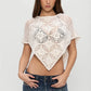 Floral Crochet Knit Triangle Poncho Top Women Hollow Out Off Shoulder Wrap Cover Up Casual Summer Bikini Beach Top