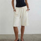 Women's Knee Length Sweat Shorts with Side Snap Buttons Drawstring Waist Casual Loose Fit Summer Y2K Streetwear