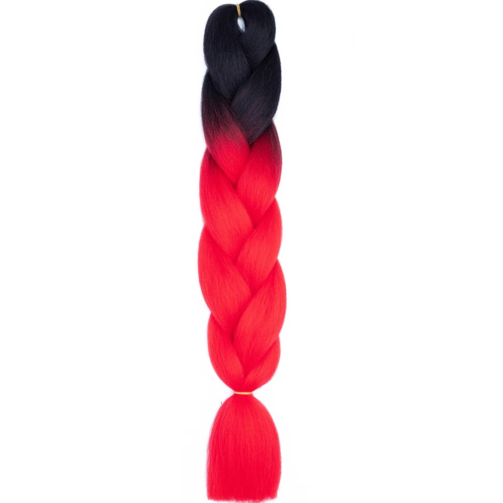 24 Inch Jumbo Box Braids Extensions Synthetic Braiding Hair DIY Hair Braids For Children Pink Purple Yellow Gray