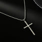Cross Pendant Necklace for Women, Long Chain, Beaded Choker, Minimalist Jewelry, Silver Color, Fashion Gift