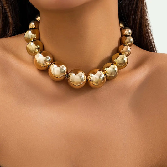 Exaggerated Goth Acrylic CCB Big Ball Bead Chain Necklace for Women Punk Chunky Heavy Short Choker Grunge Jewelry Steampunk Men