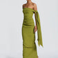 Off-shoulder Strapless Sexy Maxi Dress Women Elegant Sleeveless Backless Draped Ruched Bodycon Club Party Long Dresses