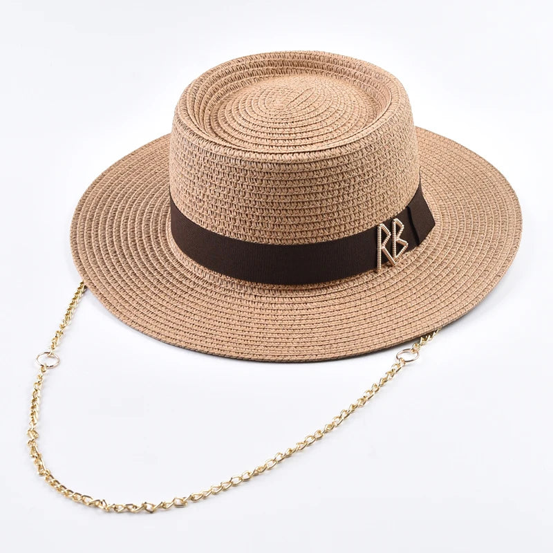 Straw Hats for Women Ribbon Decoration Elegant Ladies Party Dress Hats Travel Beach Sun Hat Chapeau Femme