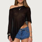 Boho Beach Vacation Pullovers Tees Summer Irregular Knitted Cover-ups Crop Tops Y2k Aesthetic Vintage Smocked T-shirt