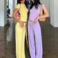 Casual Simple Style 2 Piece Set Woman Summer Trend o-Neck Short Sleeve T-Shirts+Drawstring Straight Pants Streetwear