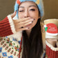 Y2K Cute Color Block Patch Logo Warm Knit Beanie For Women