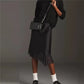 Women Lace Satin Midi Skirt Y2K Lace Trim Silk Half Slip Skirt High Waist A Line Long Underskirt Going Out Streetwear
