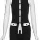 Classic Fad Ribbed 2 Piece Set Women Patchwork Single-Breasted Sleeveless Tops+Stretch Shorts Daily Casual Trend Outfits