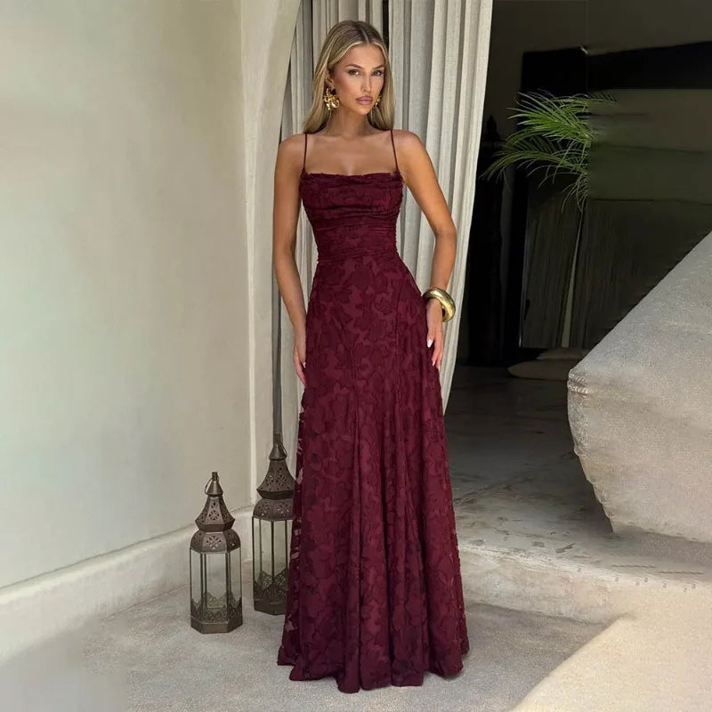 Lace Up Sleeveless Backless Maxi Dress Sexy Elegant White Evening Dresses Woman Party Wear