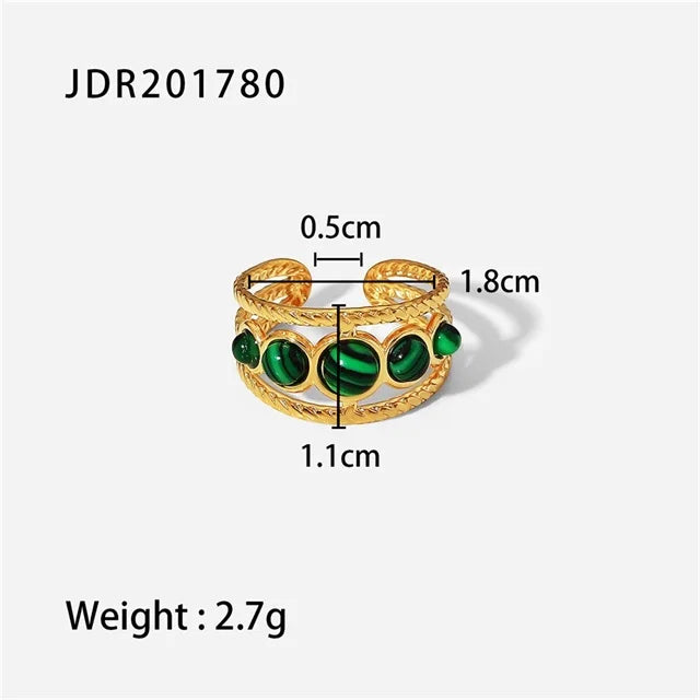 New Design Natural Stone Stainless Steel Ring Women Waterproof Stylish Golden Jewelry 2022 NEW Set