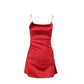 Spaghetti Strap Backless Slit Mini Dress Red Black Satin Summer Dresses for Women 2025 Sexy Club Outfits