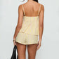 Women Striped Lounge Set Tie Up Sleeveless Ruffle Peplum Cami Top+Min Boxer Short Loose 2 Piece Pajama Outfit