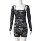 Jacquard Lace Black 2 Piece Sets Women Sexy Long Sleeve Shawl+ Spaghetti Strap Playsuits Match Coquette Midnigh Clubwear