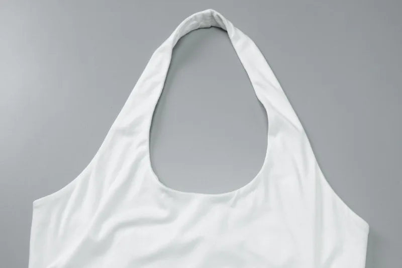 Solid Color Tank Tops Basic Casual Backless Low Cut Halter Top Streetwear Woman Summer Clothes