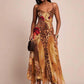 Patchwork Colorful Leopard Print Dress Women Fashion Hottie Irregular Hem Low-Neck Trend Wild Vacation Party Clubwear