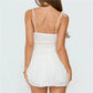 Shirred Waist Eyelet Cutwork Floral Slip Mini Dress For Women Tie Thin Straps Deep V Backless Casual Holiday Sundress