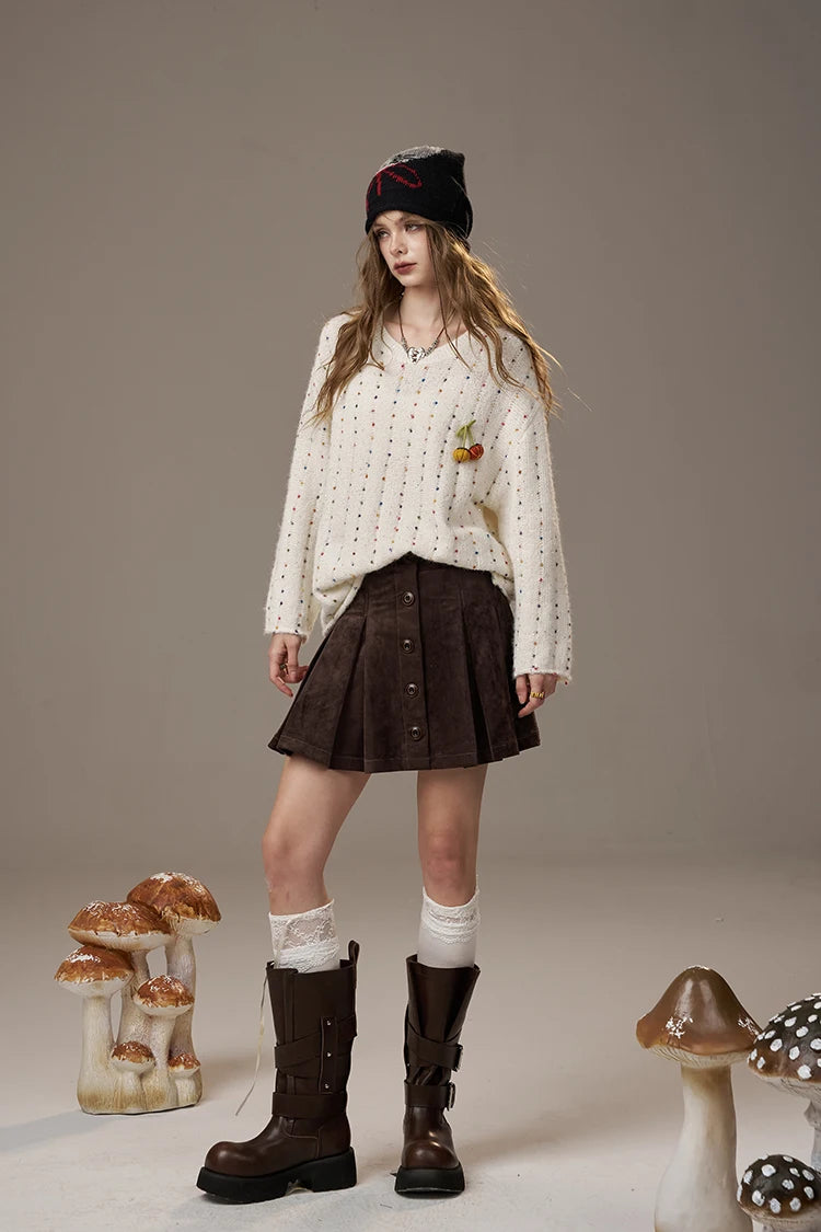 2025 Winter New Arrivals Casual Cute Little Pumpkin Colorful Bead Loose Fit Sweater For Woman