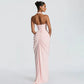 Halterneck Ruched Maxi Dress with High Slit Sexy Party Dresses Woman Elegant Luxury Evening Gowns
