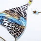 Pearls Shirring 3 Piece Set Women Sexy Halter Bar+Briefs+Butterfly Print Skinny Skirts Vacation Beach Party Outfits