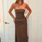 Polka Dot Sexy Two Piece Set Women Off-shoulder Strapless Tank Tops And Maxi Skirt Sets Female Bodycon Club Dress Set