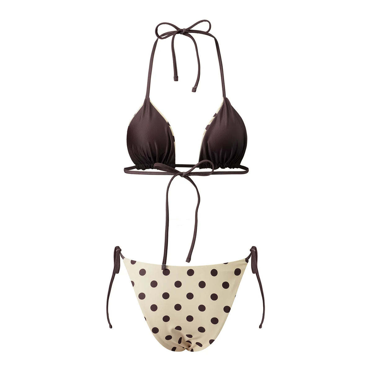 Women Reversible Two Piece Swimsuit Halter String Triangle Bikini Sets Tie Side Cheeky Thong Brazilian Bathing Suit
