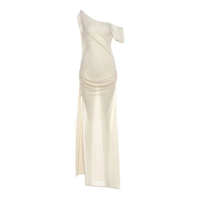 See Through Off Shoulder Slit Maxi Dress Beach Outfits Women Elegant Sexy Summer Dresses 2026