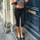 Women's Low Waist Polka Dot Capri Pants Slim Fit Cropped Leggings Casual Y2K Streetwear Summer Bodycon Trousers