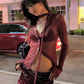 Women's Glitter Sheer Mesh Shirt Long Sleeve Choker Neck Button Down Cropped Blouse Y2K Party Clubwear See Through Top