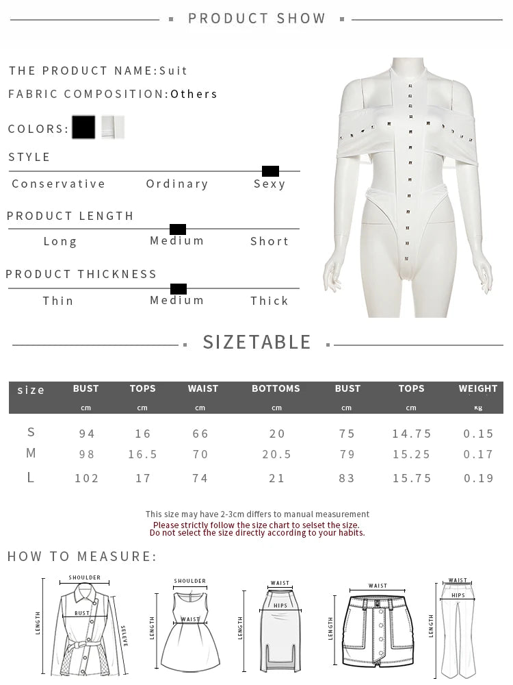 Rivet 4-Piece Set Women Bandeau+One Shoulder Tops+Halter Bandag Briefs+Basis Shorts Sexy Midnight Hottie Fashion Suits