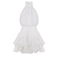 Coquette Open Back Halter Neck Ruffle Mini Dress Sexy White Birthday Dress Party Outfit for Woman 2026