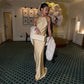 Satin Backless Maxi Dresses Woman Wedding Party Attire Elegant Sexy Birthday Dress for Photoshoot