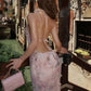 Art Print Maxi Dress Women Halter Bandage Backless Sleeveless Skinny Sexy Fashion Summer Party Chic Vacation Vestidos