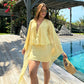 Polka Dots Print Mesh White Elegant Dresses for Woman Casual Long Sleeve Backless Mini Dress