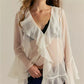 Women Sheer Lace Ruffled Flowy Tops Chiffon Frilly Layered Bell Sleeve Pirate Top Sexy See Through Blouse Mesh Shirt