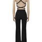 Hollow Jumpsuit Women Halter Chest Wrapped Waistless Backless Bandage Appliques Sexy Hottie High Street Hipster Overalls