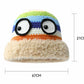 Cute Rainbow Striped Crochet Eye Plush Brim Hat For Women