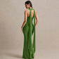 Elegant Party Evening Dresses Wedding Guest Black Strapless Maxi Dress with Draped Detailing and Scarf