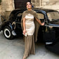 Sleeveless Pleated Maxi Dress with Scarf Satin Chiffon Patchwork Elegant Wedding Guest Dresses 2026