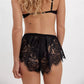 Women’s Solid Color Lace See Through Shorts Casual Elastic Waist Wide Leg Lingerie Shorts Summer Lounge Bottoms