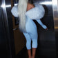 Furry Slash Neck Jumpsuit Woman Sexy Hollow Patchwork Full Sleeve Backless Skinny Hottie Street Autumn New Overalls