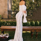 Floral Lace Off-shoulder Maxi Dress For Women White Strapless Backless Long Sleeve Bodycon Club Party Sexy Long Dress