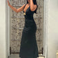 Elegant Deep V Neck Front Gold Clasp Sexy Maxi Dress For Women Black Gown Sleeveless Slim Fit Long Tank Dress Elegant
