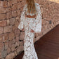 Fashion Jacquard Hollow 2 Piece Set Women Sexy Turtleneck Puff Sleeve Crop Top+Long Skirts Elegant Party Club Suits