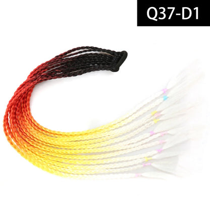 Synthetic Colored Braided Ponytail Hair Extension Rainbow Color Braids Pony Tail With Elastic Band Girl's Pigtail