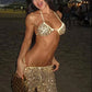 Glitter Sequin Pants Set Women Summer Fashion Bikini Tops And Trouser Matching Sets Female Beach Club Party Pants Set
