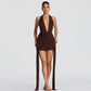 Embellished Cowl Neck Ruched Bodycon Mini Dress for Birthday Party Sexy Evening Dresses Woman 2026