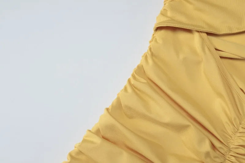 Twisted Hollow One Shoulder Backless Maxi Dress Woman Yellow Elegant Party Dresses for Wedding Guest