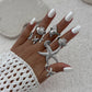 12Pcs/Set Punk Starfish Scallop Open Cuff Bangles Adjustable Rings for Women Boho  Armband Bracelets Summer Jewelry Set