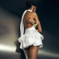 Coquette Open Back Halter Neck Ruffle Mini Dress Sexy White Birthday Dress Party Outfit for Woman 2026