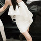 Ruched Elegant Dress Woman Ruffles Edge Design Wrap Chest Backless Skinny Peach Hip Summer Fashion Style Mini Bodycon